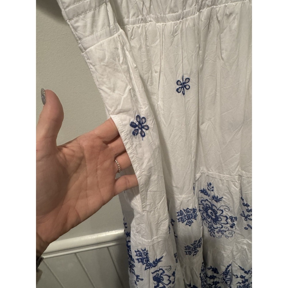 Anthropologie The Somerset Maxi Dress Womens Embroidered Eyelet Large Blue White - Picture 8 of 9